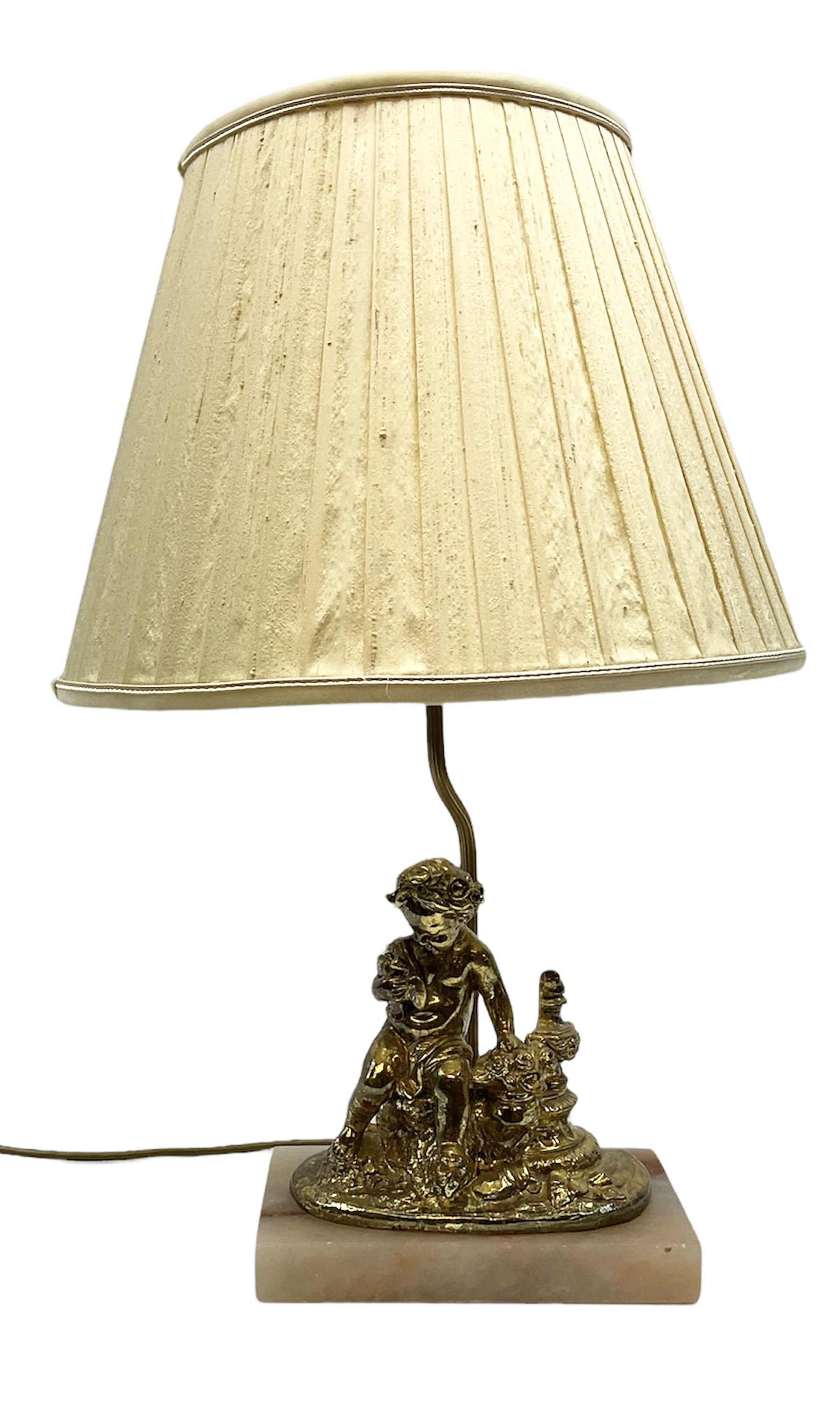 Gilt metal and onyx mounted table lamp