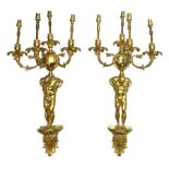 Pair of 19th century and later ormolu wall sconces