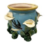 George Jones style majolica jardiniere of globular form