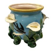 George Jones style majolica jardiniere of globular form