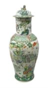 Chinese Famille Verte covered vase of baluster form