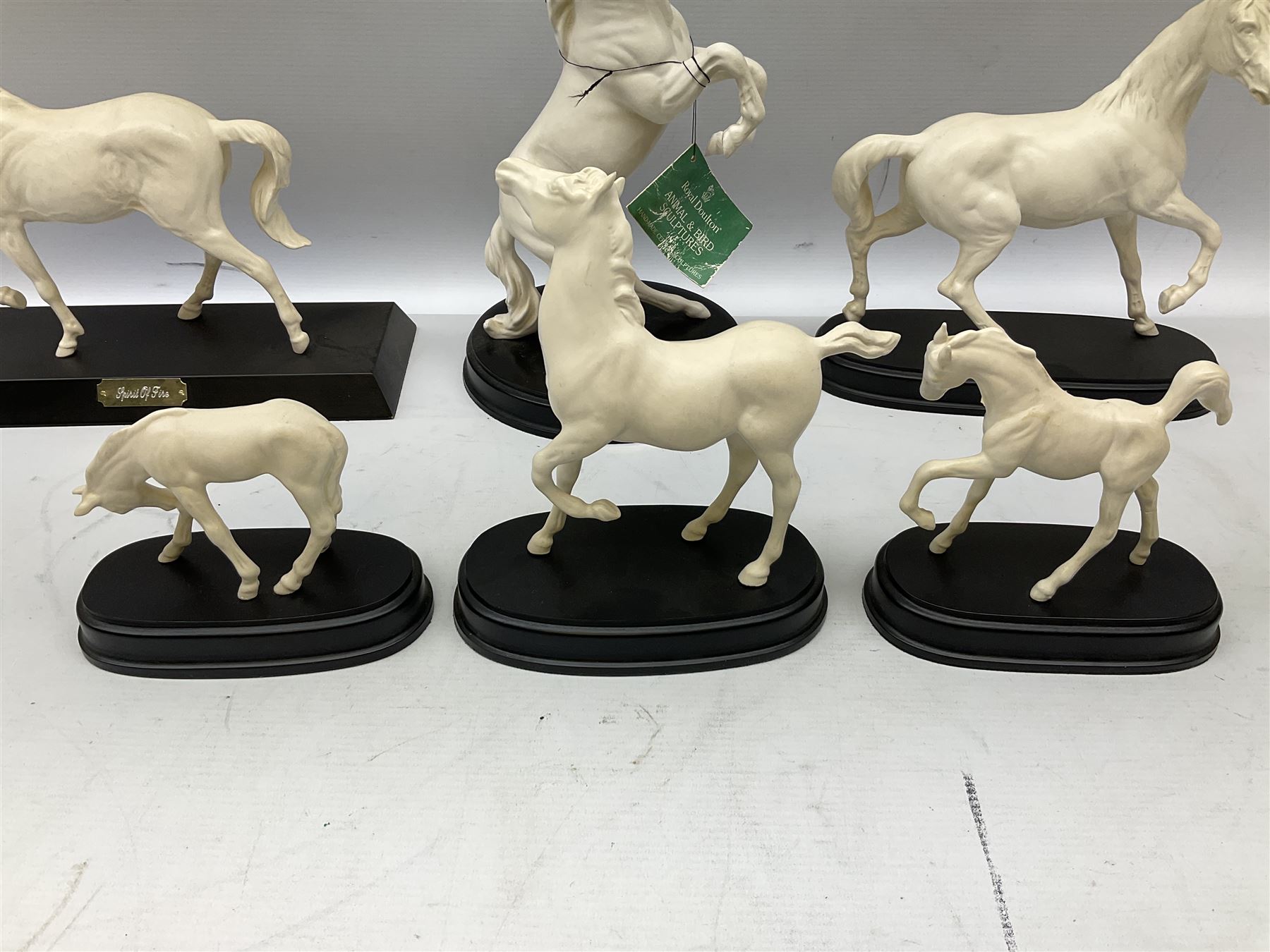 Six Royal Doulton horse figures in a matt finish on plinths - Image 9 of 9