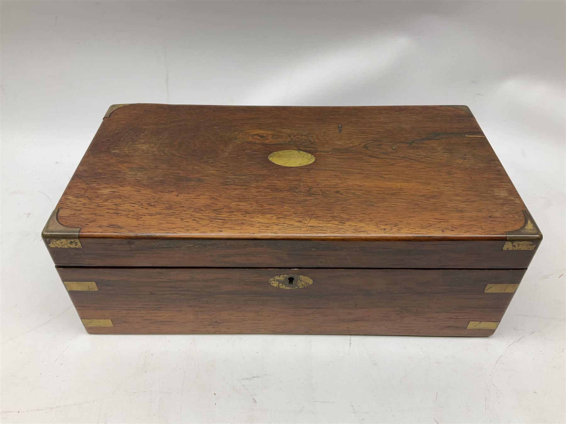 19th century mahogany and brass bound writing slope - Image 7 of 7