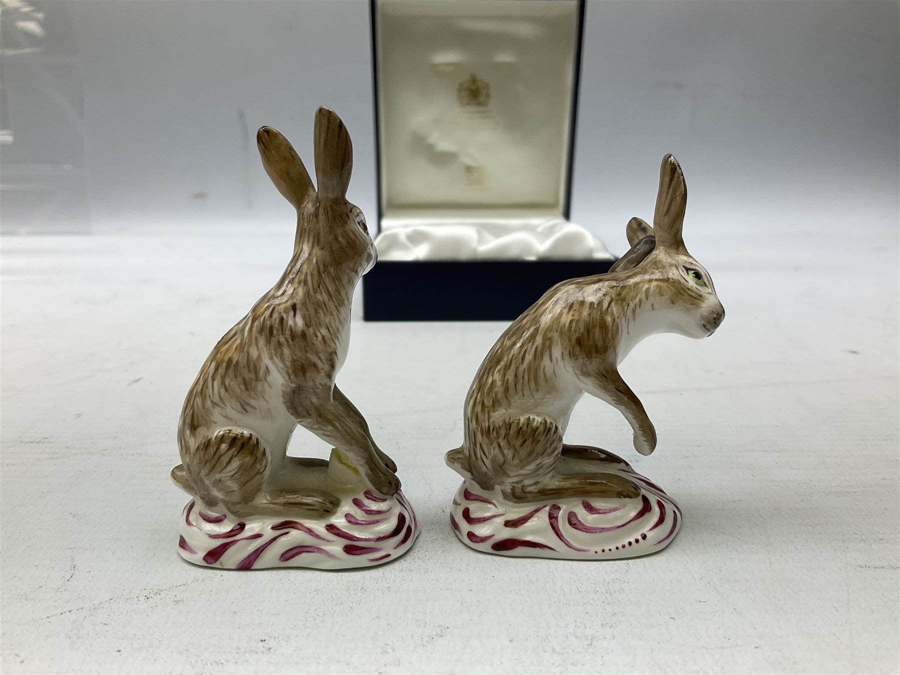 Two Halcyon Days porcelain figures of hares - Image 3 of 4