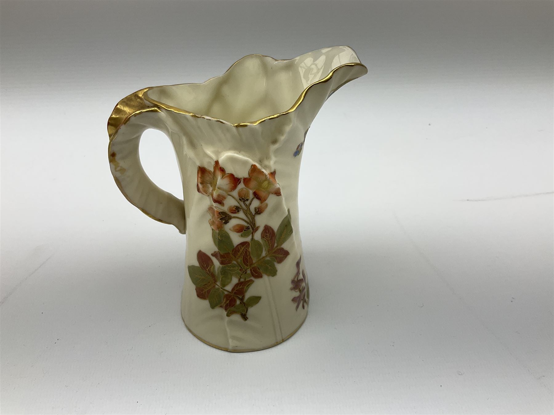 Royal Worcester blush ivory jug of squat lobed form painted with floral sprays - Image 2 of 10