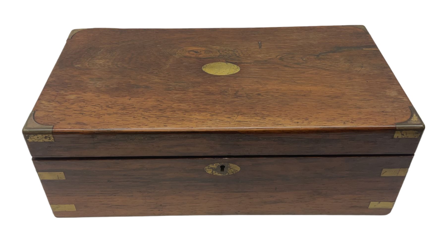 19th century mahogany and brass bound writing slope