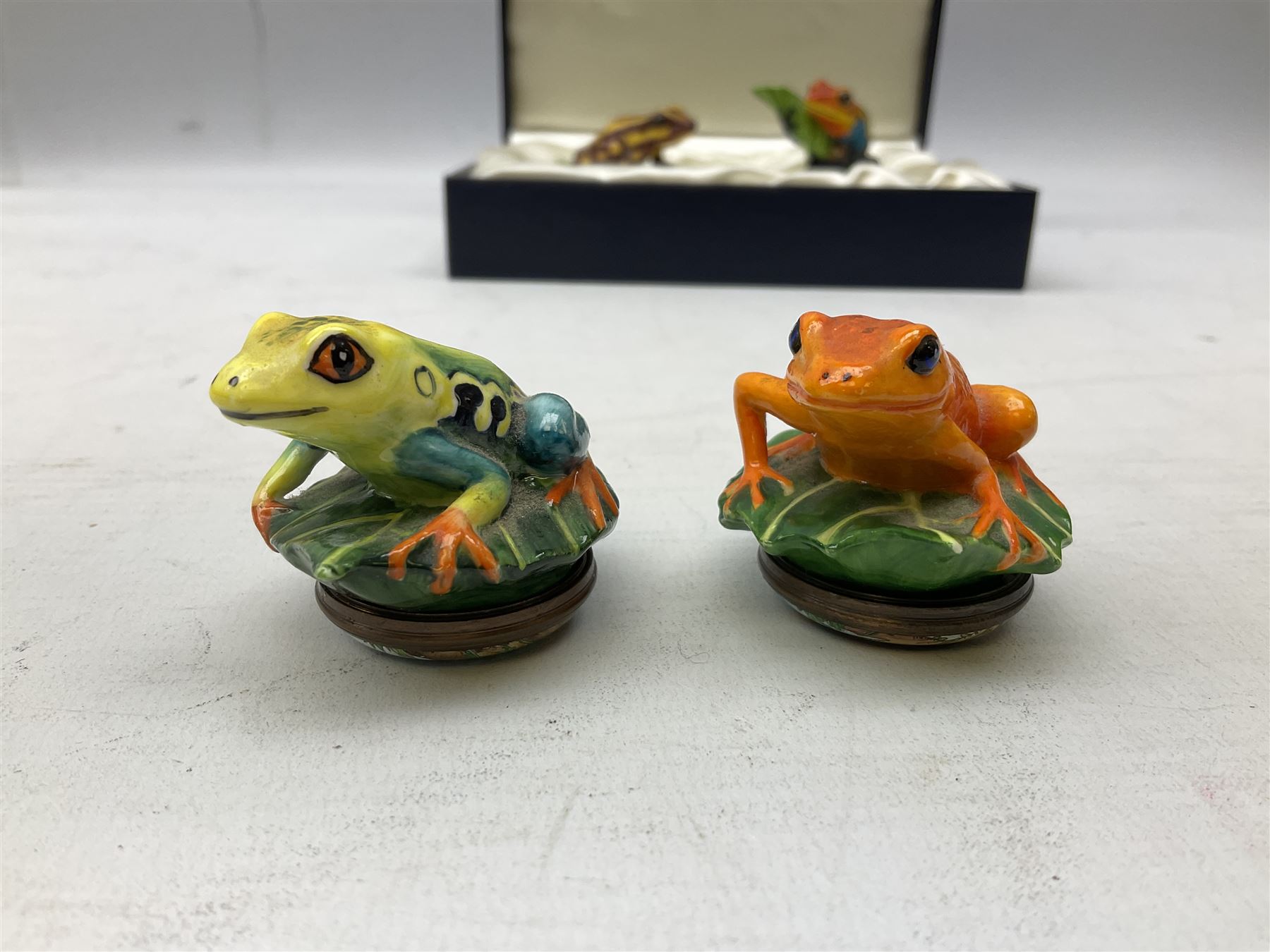 Four Halcyon Days bonbonnieres modelled as frogs - Image 2 of 9