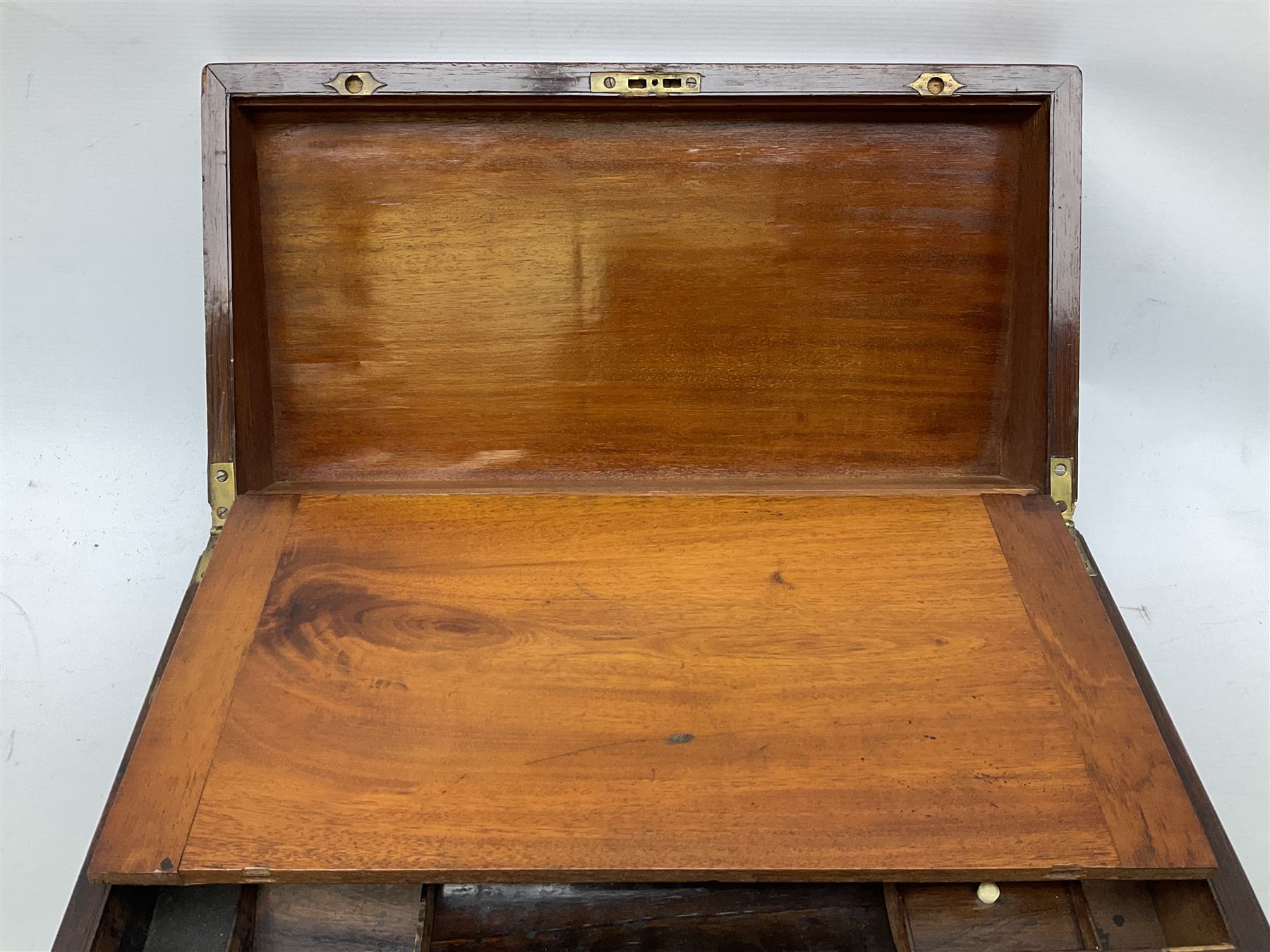 19th century mahogany and brass bound writing slope - Image 3 of 7