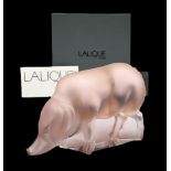 Modern Lalique pink glass figure modelled as a pig