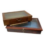 Mahogany glazed table top display case with twin handles