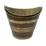 Georgian brass banded mahogany coal bucket