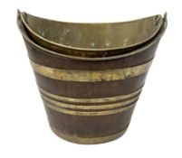 Georgian brass banded mahogany coal bucket
