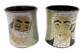 1960s Chelsea Pottery mug decorated with barrister by Joyce Morgan