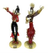 Large pair of Murano glass figures of Flamenco dancers