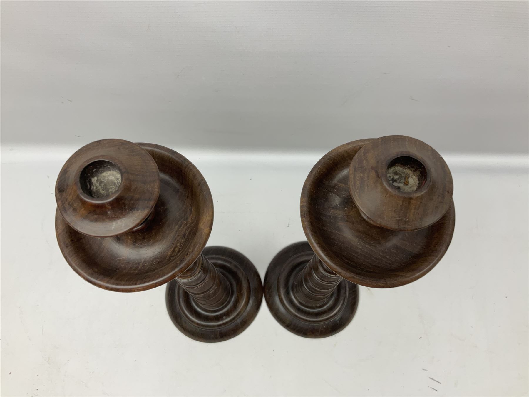 Pair of turned wooden candlesticks - Image 2 of 4