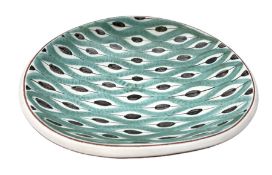 Stig Lindberg for Gustavsberg (Swedish 1916-1982) faience style dish decorated with painted repeatin