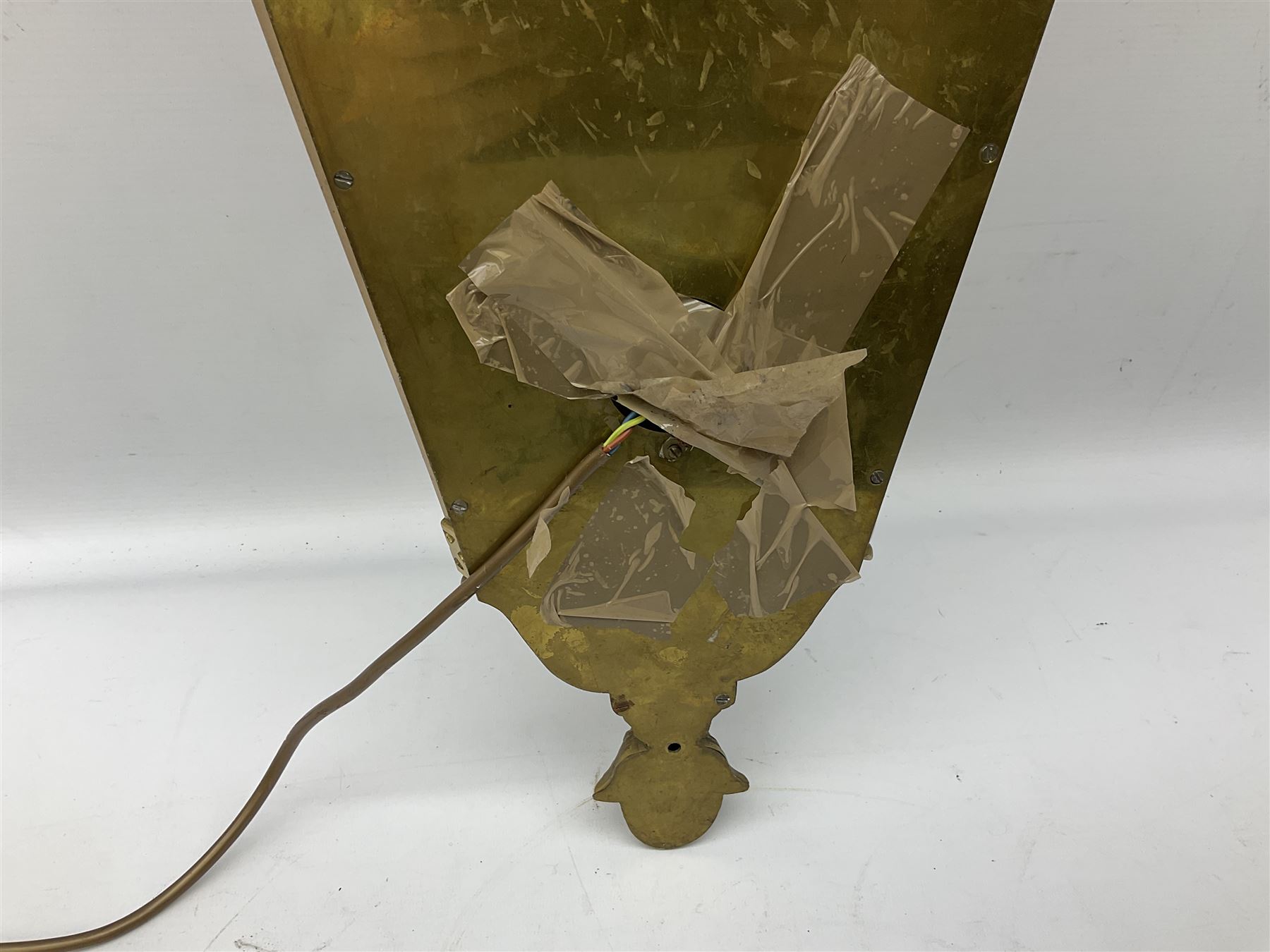 Brass and glass wall lantern of half hexagonal form and a three branch light fitting - Image 6 of 8