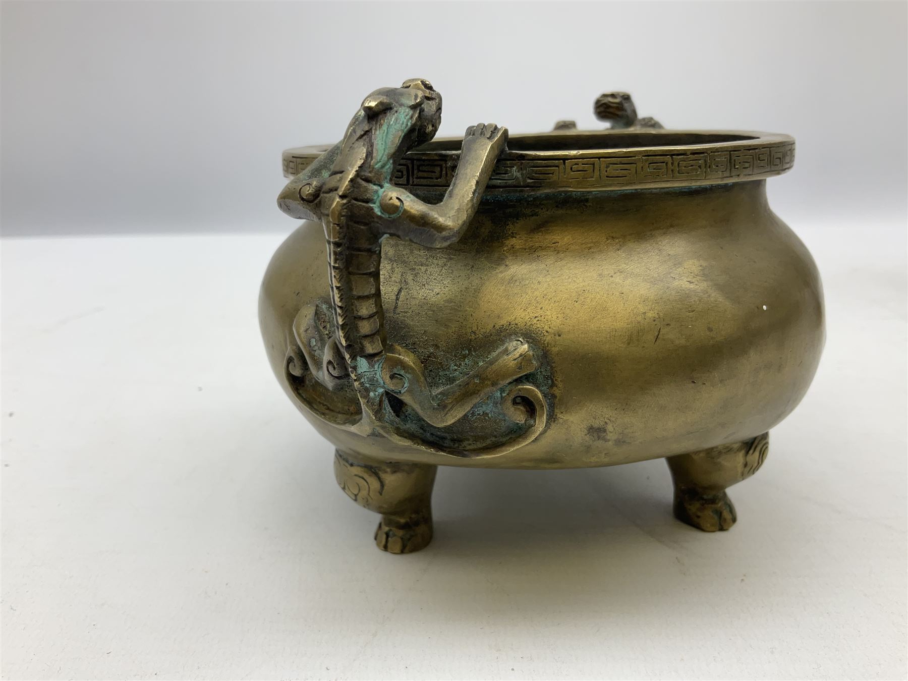 Chinese brass koro or incense burner - Image 2 of 5