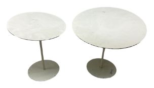 Two 1960s circular white finish cast metal stands