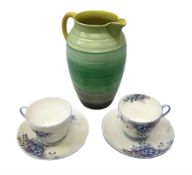Pair of Shelley blue spray pattern teacups and saucers