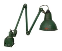 20th century industrial green enamel work lamp