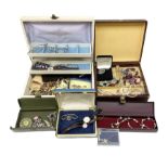 Collection of costume jewellery and wristwatches including two Amelia Carter quartz ladies wristwatc