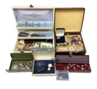 Collection of costume jewellery and wristwatches including two Amelia Carter quartz ladies wristwatc