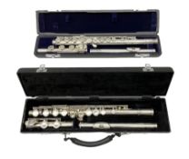 Vivace by Kurioshi silver plated flute with case together with another flute in case