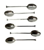 Set of six George V silver seal top tea spoons