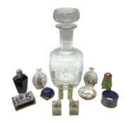 Krosno glass decanter with etched floral decoration