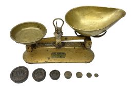 Pair of brass weighing scales by J. Johnson & Sob of Hull