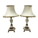 Pair of 20th century marble effect table lamps with gilded decoration