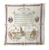 WWI patriotic handkerchief printed with 'Laddie in Khaki' song by Ivor Novello