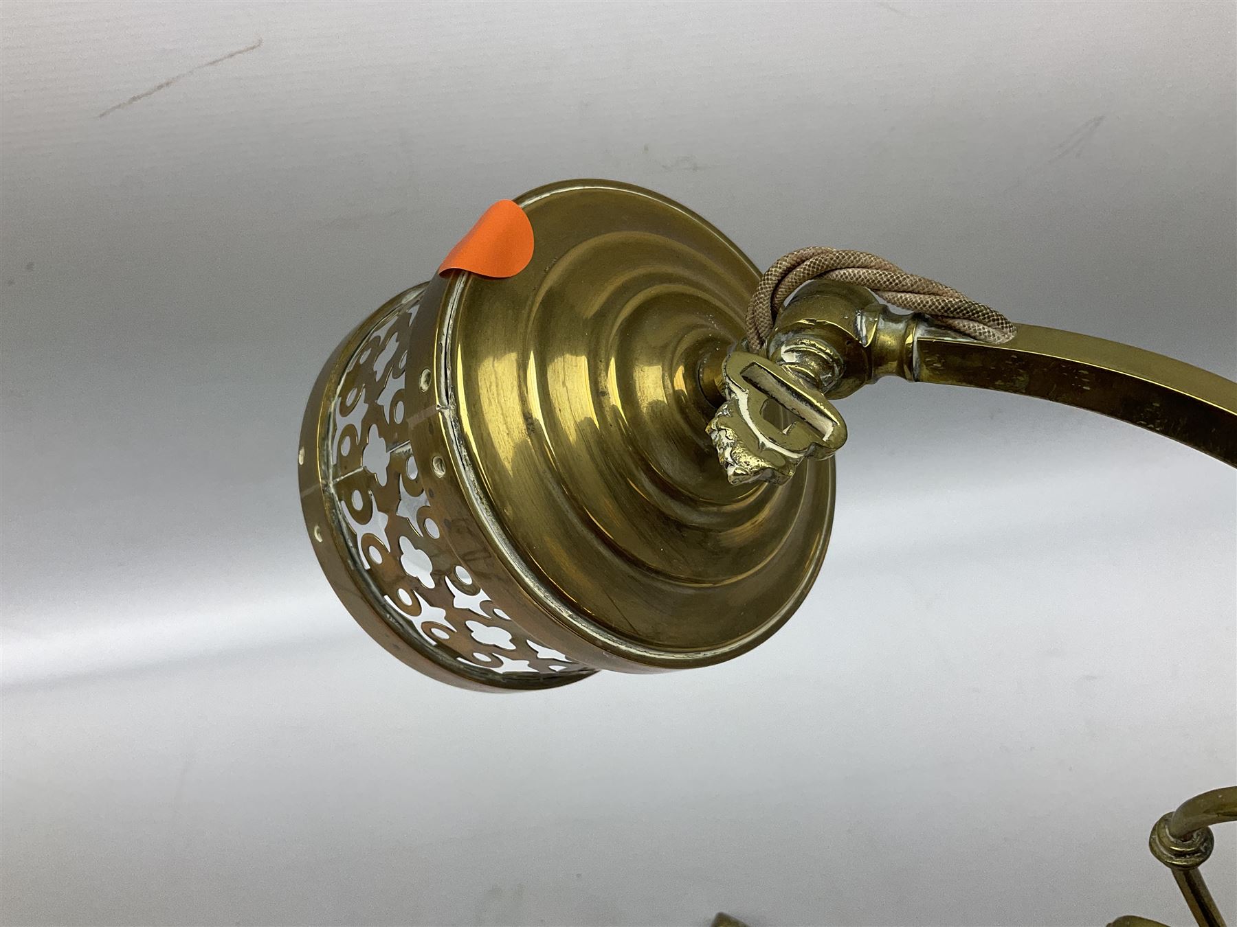 Brass adjustable wall light with a pierced shade and scroll decoration - Image 6 of 6