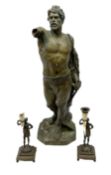 Bronzed sculpture with inscription on the canted base 'AVE CAESAR! MORITURI TE SALUTANT' together wi
