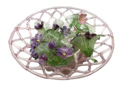 Murano style pick lattice glass basket