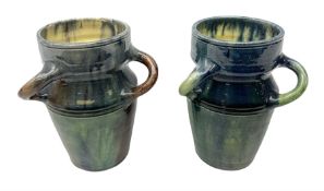 Two studio pottery tyg vases