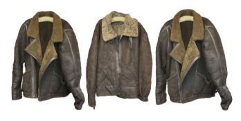 Panelled leather 'Fyling' jacket with sheepskin lining