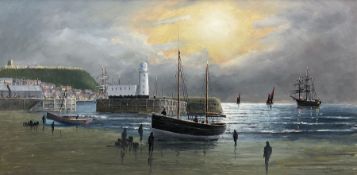 Robert Sheader (British 20th century): View Towards Scarborough Harbour and Lighthouse