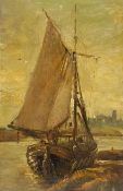 English School (19th/20th century): Sailing Barge at Anchor