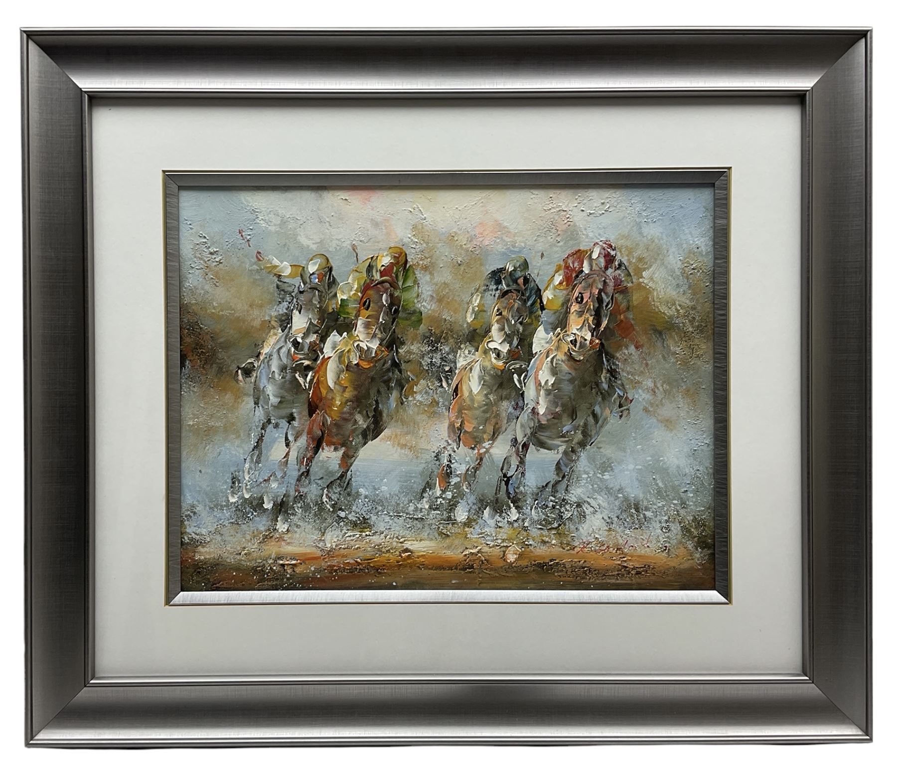 R Sarland (Continental 20th/21st century): Polo Ponies In Full Gallop - Image 2 of 2