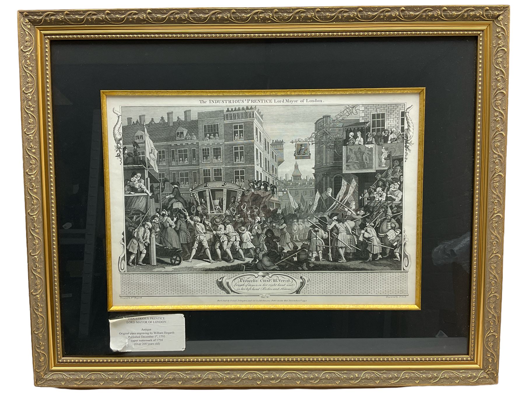 William Hogarth (British 1697-1764): 'The Industrious Prentice Lord Mayor of London' Plate 12 from t - Image 2 of 2