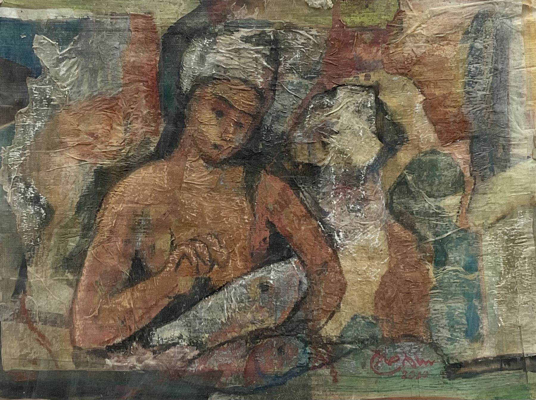 Egyptian School (20th century): Woman Preparing Fish