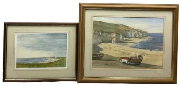 Ken Percy (British 20th century): 'North Landing Flamborough' and 'Overlooking Bridlington'