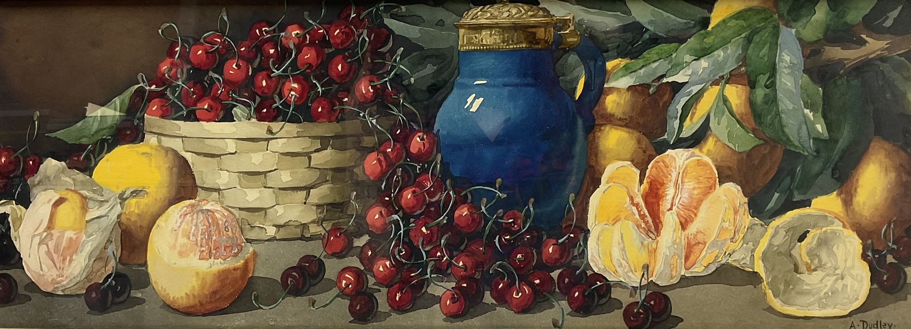 Giovanni Barbaro (AKA Arthur Dudley) (British 1864-1925): Still Life of Fruit and Jug