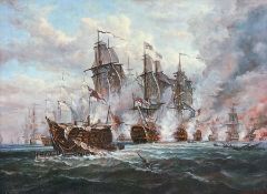 After Jacob Knyff (Dutch 1639-1681): 'Battle of Trafalgar'