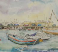 Penny Wicks (British 1949-): 'Bridlington Harbour'