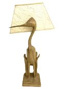 Carved composite seated heron table lamp