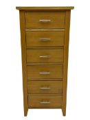 Light oak six drawer pedestal chest