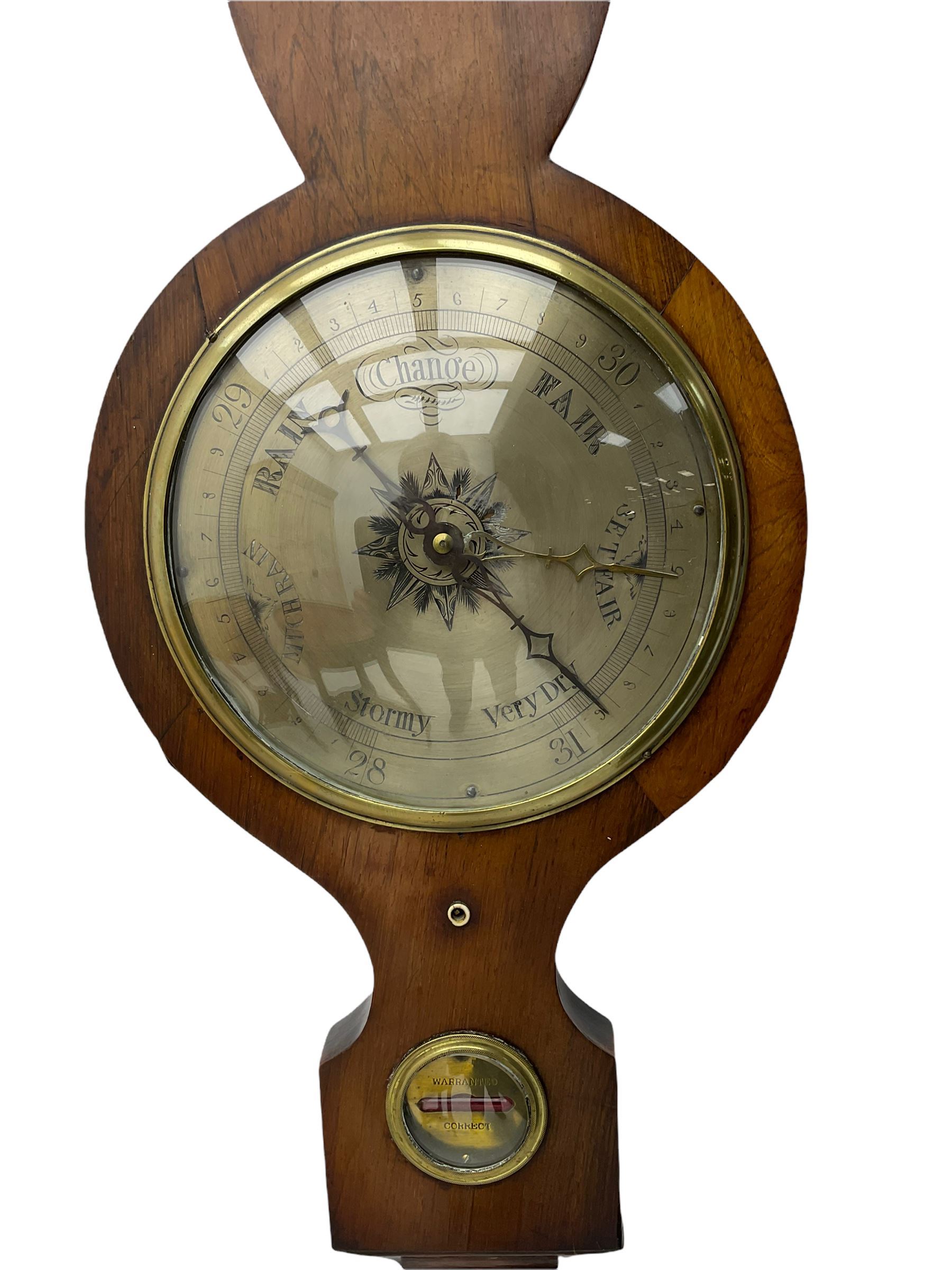 A 19th century four instrument mercury wheel barometer in a mahogany case with a swans neck pediment - Image 3 of 4